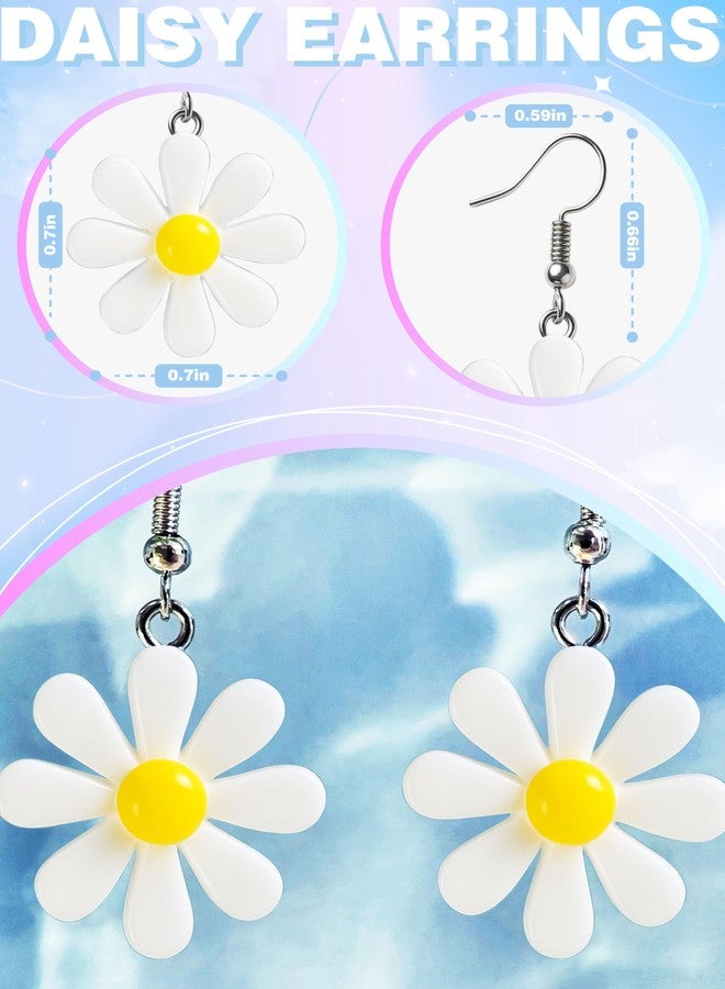Civlory 70s Women Accessories for Outfits Acrylic Daisy Costume Adult Flower Drop Earrings for Women - Lightweight Yellow Dangle Jewelry, Cute Summer Accessories - Image 5